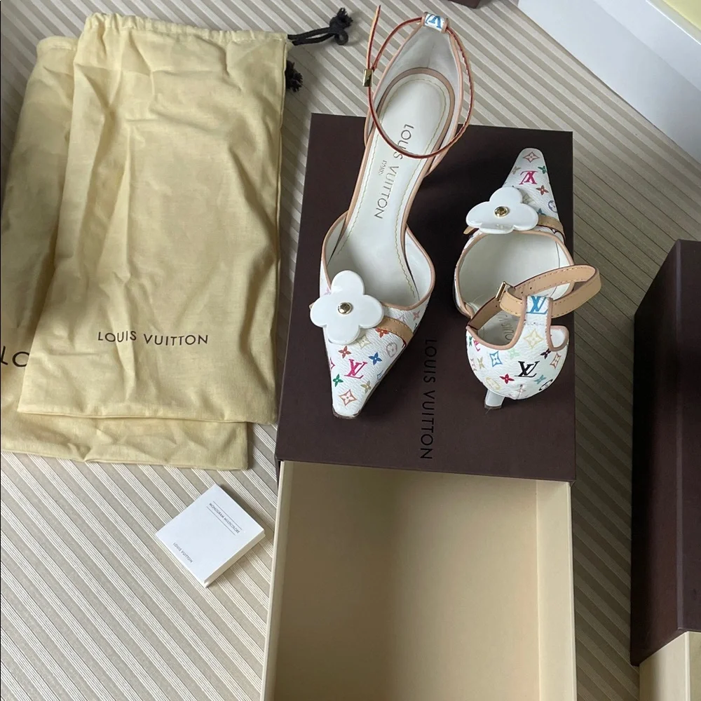 Louis Vuitton Murakami multicolor LV monogram Fleur print heels